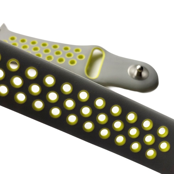 5/$20 NEW Gray Yellow Silicone Sport Band Apple Watch 44/45/49 mm M/L Silver - Picture 5 of 8